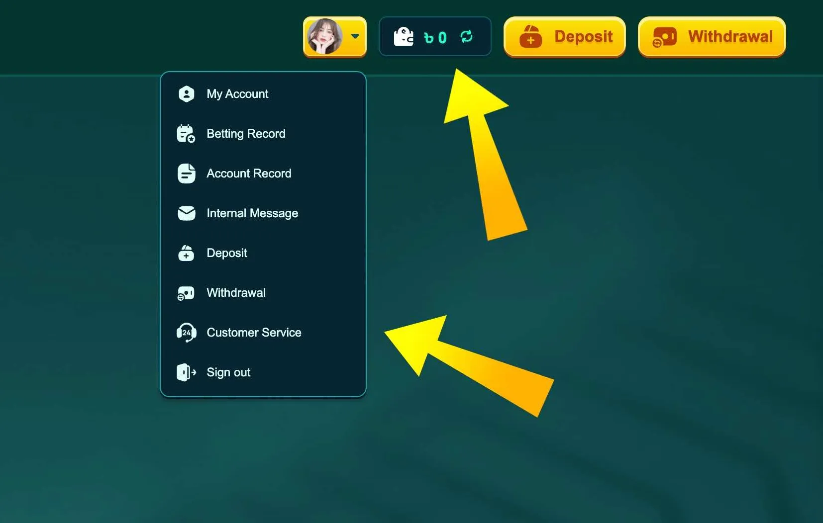 Profile menu on EK333